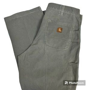 Vintage Carhartt Carpenter Men’s  Work Pants Gray B151 Loose Fit Size 36x34